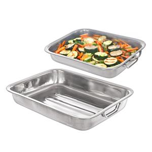 CM Braadslede/ovenschalen - set van 2 stuks - RVS - rechthoekig - braadblik - oven -