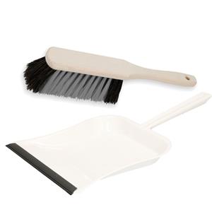 Buemag Stoffer en blik wit van metaal/hout met lip voor binnen -