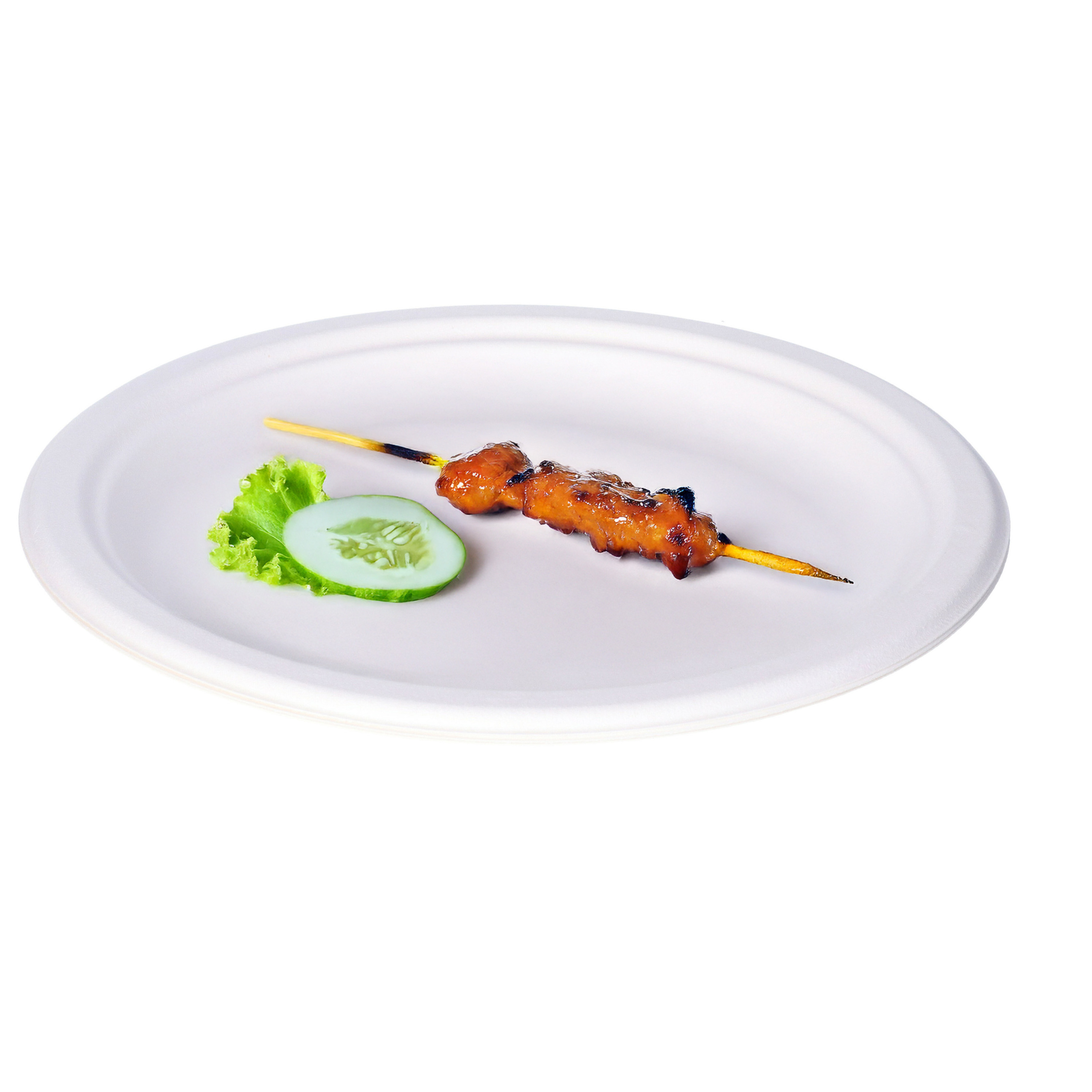 Merkloos BBQ/Verjaardag feest bordjes - 8x - 1-vaks - wit - D23 cm - suikerrietpulp - composteerbaar -