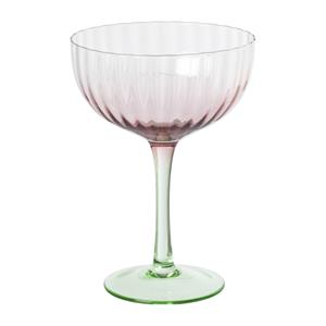 Xenos Champagnecoupe gestreept - roze/groen - 200 ml