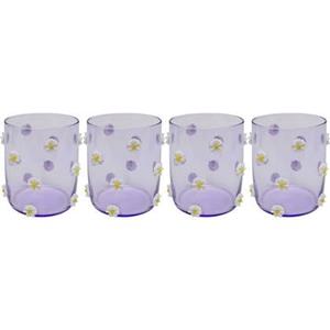 Kare Design Party Waterglazen bloemen paars 4st