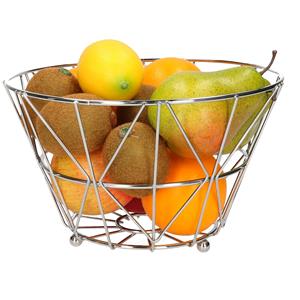 Merkloos Metalen fruitmand/fruitschaal zilver rond 24 x 15 cm -
