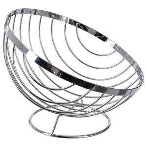 Secret de Gourmet Fruitschaal / fruitmand - op voet - metaal - 24 x 21 cm - zilver - Draadmand -