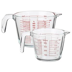 Alessandro Set van 2  Maatbekers - 1000 ml en 500 ml - glas - magnetronbestendig -