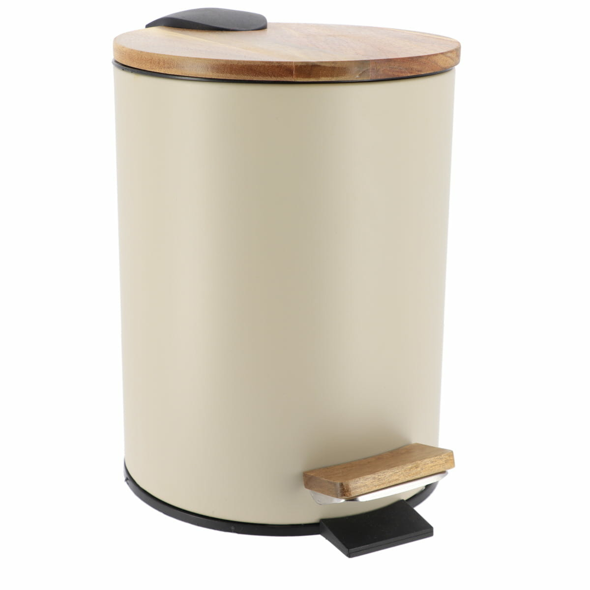 Tendance Badkamer prullenbak Bamboo vibe - soft close - cr&egrave;me - 3 ltr -