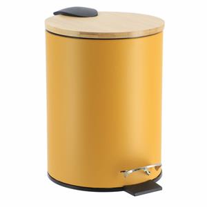 Tendance Badkamer prullenbak Bamboo vibe - soft close - geel - 3 ltr -