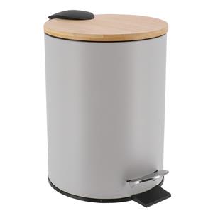 Tendance Badkamer prullenbak Bamboo vibe - soft close - grijs - 3 ltr -