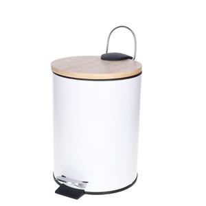 Tendance Badkamer prullenbak Bamboo vibe - soft close - wit - 3 ltr -