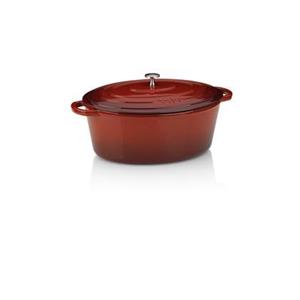 Kela Braadpan Gietijzer Ovaal Rood, 36 cm x 29 cm-  | Calido