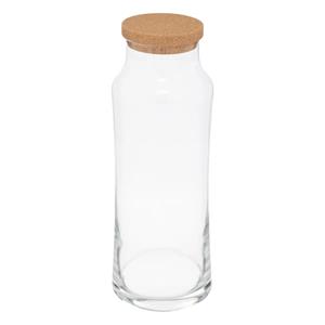 Secret de Gourmet schenkkan/water karaf met kurk dop - glas - transparant - 1000 ml - D9 x H25 cm - -