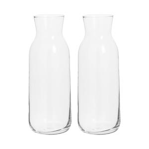 Secret de Gourmet schenkkan/water karaf - 2x - transparant glas - 1200 ml - D9 x H25 cm -
