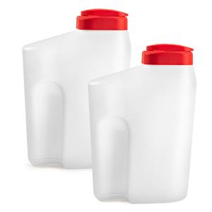 PlasticForte Grote Sapkan/Schenkkan karaf met dispenser deksel - 2x - 2.5 liter/2500 ml - wit - kunststof -