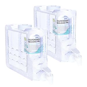 Merkloos Koelkast drank dispenser - 2x - met tap - 3L - plastic - 31 x 7 x 21 cm -