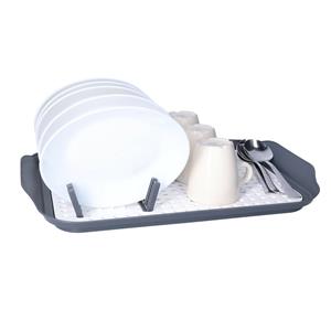 Afwas afdruiprek met lekbak - wit/zwart - kunststof - 32 x x 4 cm - afwassen en drogen -