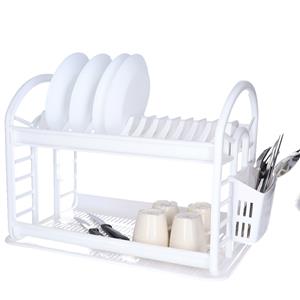 Afwas afdruiprek 2-Laags - wit - 51 x 28 x 35 cm - Afwasrek - kunststof - afwassen en drogen  -
