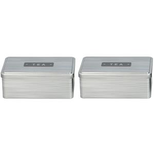 Merkloos Set van 2x stuks zilveren rechthoekige theeblikken 18 x 11 x 7 cm -