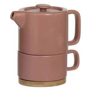 Secret de Gourmet Theepot Penang - Keramiek - met kopje - terracotta - 10 x 15 cm -