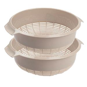 PlasticForte Forte Plastics set van 2x stuks kunststof keuken vergiet van 27 x 10 cm taupe -