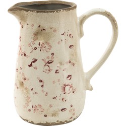 Clayre & Eef Decoratie Kan 1150 ml Roze Beige Keramiek Bloemen