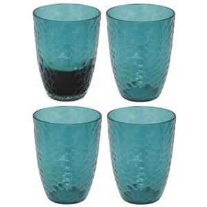 5five Drinkglas Estiva - 4x - blauw transparant - onbreekbaar kunststof - 380 ml -