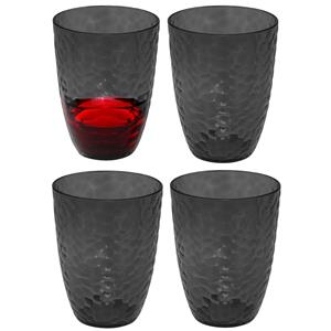 5five Drinkglas Estiva - 4x - grijs transparant - onbreekbaar kunststof - 380 ml -