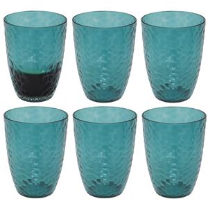 5five Drinkglas Estiva - 6x - blauw transparant - onbreekbaar kunststof - 380 ml -
