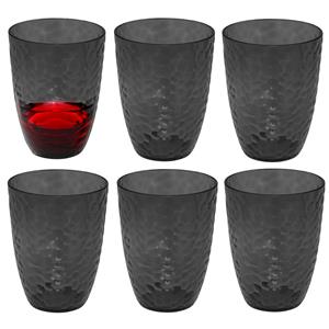 5five Drinkglas Estiva - 6x - grijs transparant - onbreekbaar kunststof - 380 ml -