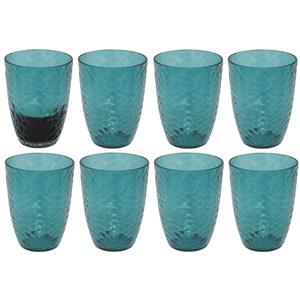 5five Drinkglas Estiva - 8x - blauw transparant - onbreekbaar kunststof - 380 ml -