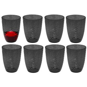 5five Drinkglas Estiva - 8x - grijs transparant - onbreekbaar kunststof - 380 ml -
