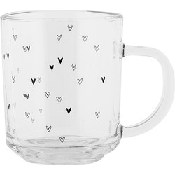 Clayre & Eef Het  Theeglas Hartjes 200ml Is Een Sfeervol En Decoratief Glas Met