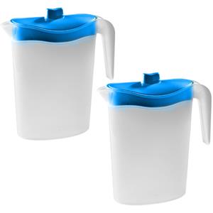 Hega Hogar 4x Waterkannen/sapkannen met blauwe deksel 2,5 liter kunststof -
