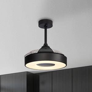 Mantra Iluminación Plafondventilator Coin Mini zwart DC stil Ø 91 cm CCT