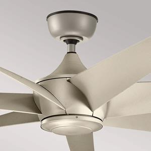 KICHLER Plafondventilator Lehr2, IP44, antiek zilver, Ø 137 cm