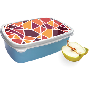 Merkloos Broodtrommel Blauw met Colorful Triangles Design
