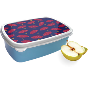 Merkloos Broodtrommel Blauw met Paraplu's Design