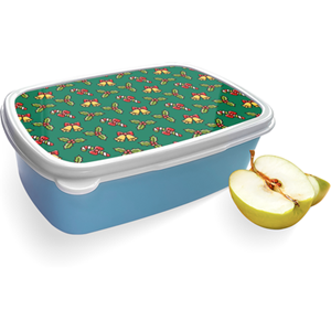 Merkloos Broodtrommel Blauw met Kerstpatroon Design