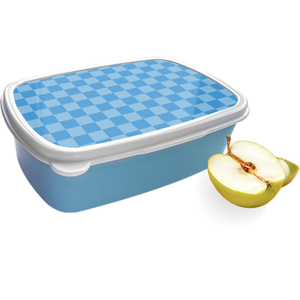 Merkloos Broodtrommel Blauw met Blauw Dambordpatroon Design