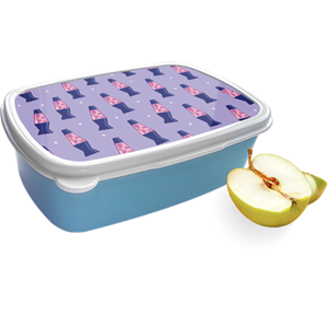 Merkloos Broodtrommel Blauw met Lavalampen Design