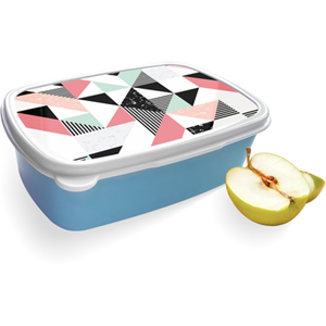Merkloos Broodtrommel Blauw met Geometric Artwork Design