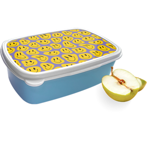 Merkloos Broodtrommel met Design Smileys - Blauw