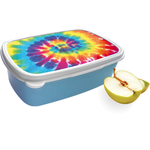 Merkloos Broodtrommel Blauw met Tie Dye Design