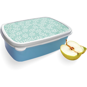 Merkloos Broodtrommel Blauw met Lente Bloesems Design