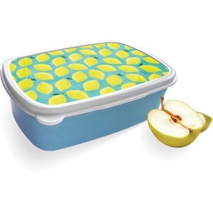Merkloos Broodtrommel Blauw met Citroenen Design