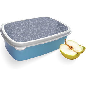 Merkloos Broodtrommel Blauw met Gezichten Design