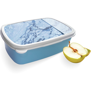 Merkloos Broodtrommel Blauw met Blauw Marmer Design