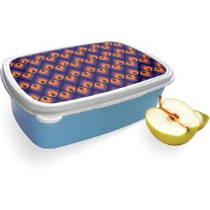 Merkloos Broodtrommel Blauw met 70s Paars Design