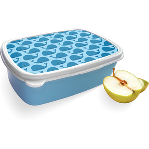 Merkloos Broodtrommel Blauw met Whales Design