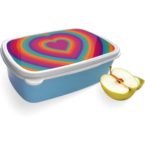 Merkloos Broodtrommel Blauw met Retro Hart Design