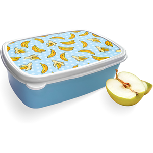 Merkloos Broodtrommel Blauw met Banana Design