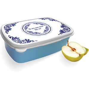 Merkloos Broodtrommel Blauw met Die-eet Design